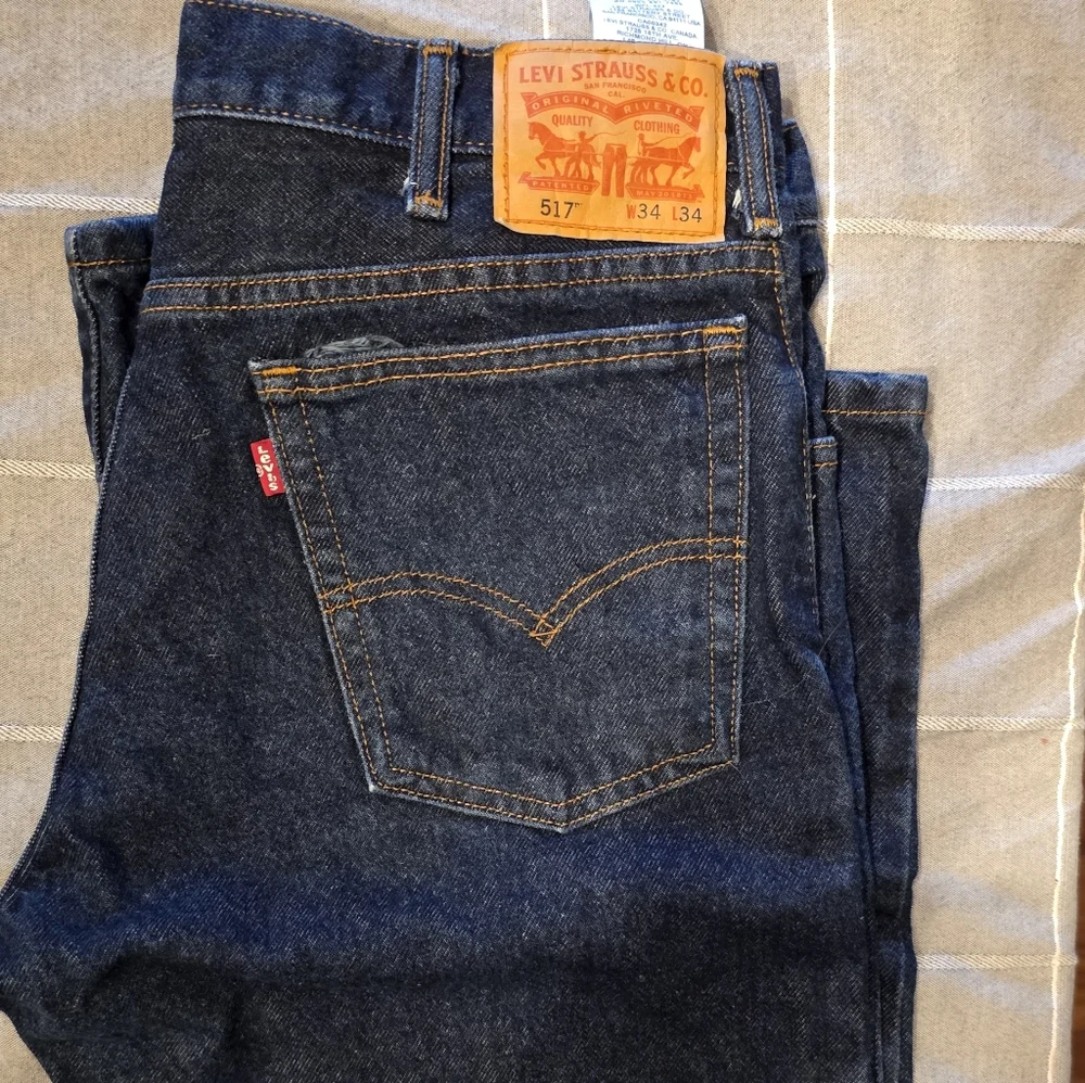 Levi's Men's 517 Dark Blue Straight Jeans 34x34 - Picture 3 of 8